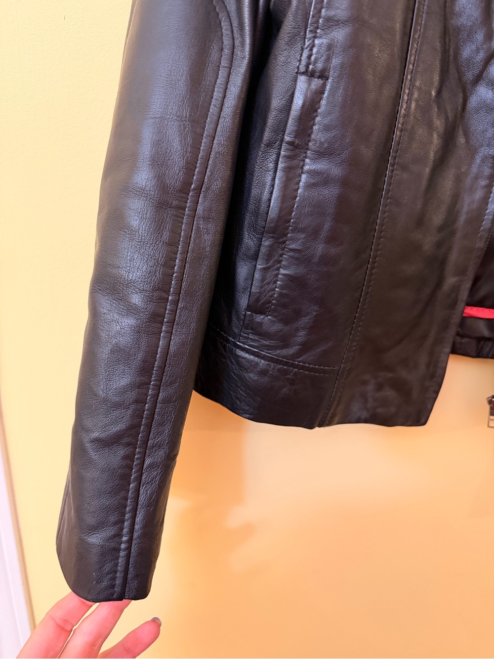 Danier Black Genuine Leather Jacket Moto Coat Detachable Thermal Liner Women M - Picture 6 of 8